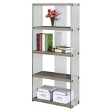 59" White Glass Four Tier Etagere Bookcase - Homeroots - Flyclothing LLC