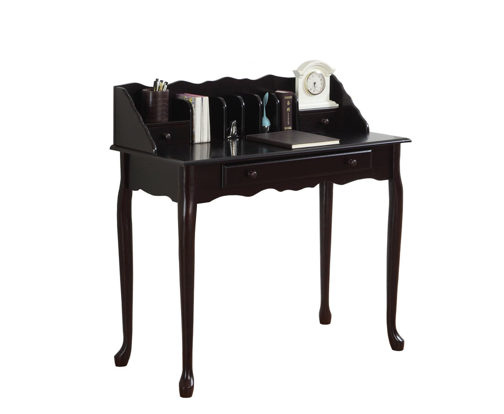 18" Dark Brown Solid Manufactured Wood Secretary Desk With Three Drawers - Homeroots - Flyclothing LLC