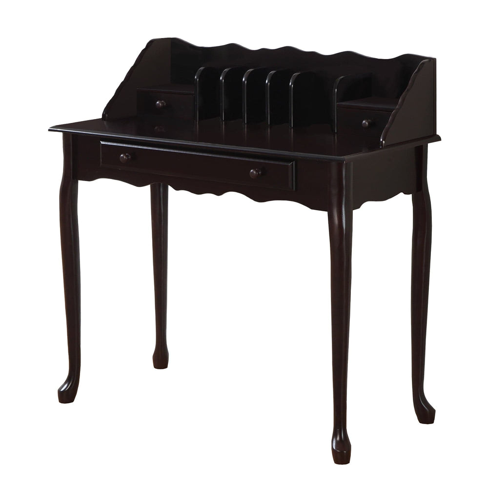 18" Dark Brown Solid Manufactured Wood Secretary Desk With Three Drawers - Homeroots - Flyclothing LLC