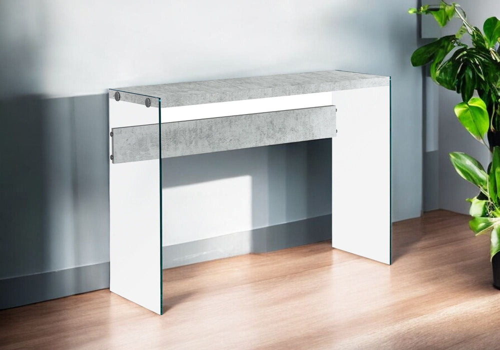 44" Gray And Clear Solid Console Table - Homeroots - Flyclothing LLC