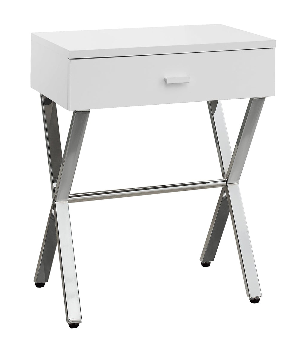 22" Silver And White Wood And Metal End Table With Drawer - Homeroots - Flyclothing LLC