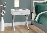 22" Silver And White Wood And Metal End Table With Drawer - Homeroots - Flyclothing LLC