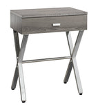 22" Silver And Deep Taupe Wood And Metal End Table With Drawer - Homeroots - Flyclothing LLC
