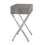 22" Silver And Deep Taupe Wood And Metal End Table With Drawer - Homeroots - Flyclothing LLC