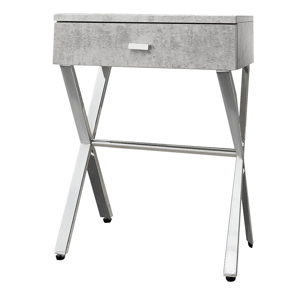 22" Silver And Gray Wood And Metal End Table With Drawer - Homeroots - Flyclothing LLC