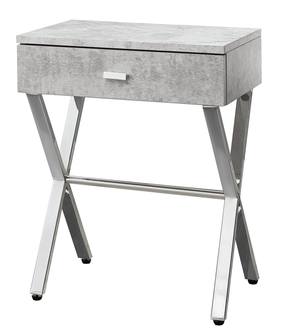 22" Silver And Gray Wood And Metal End Table With Drawer - Homeroots - Flyclothing LLC