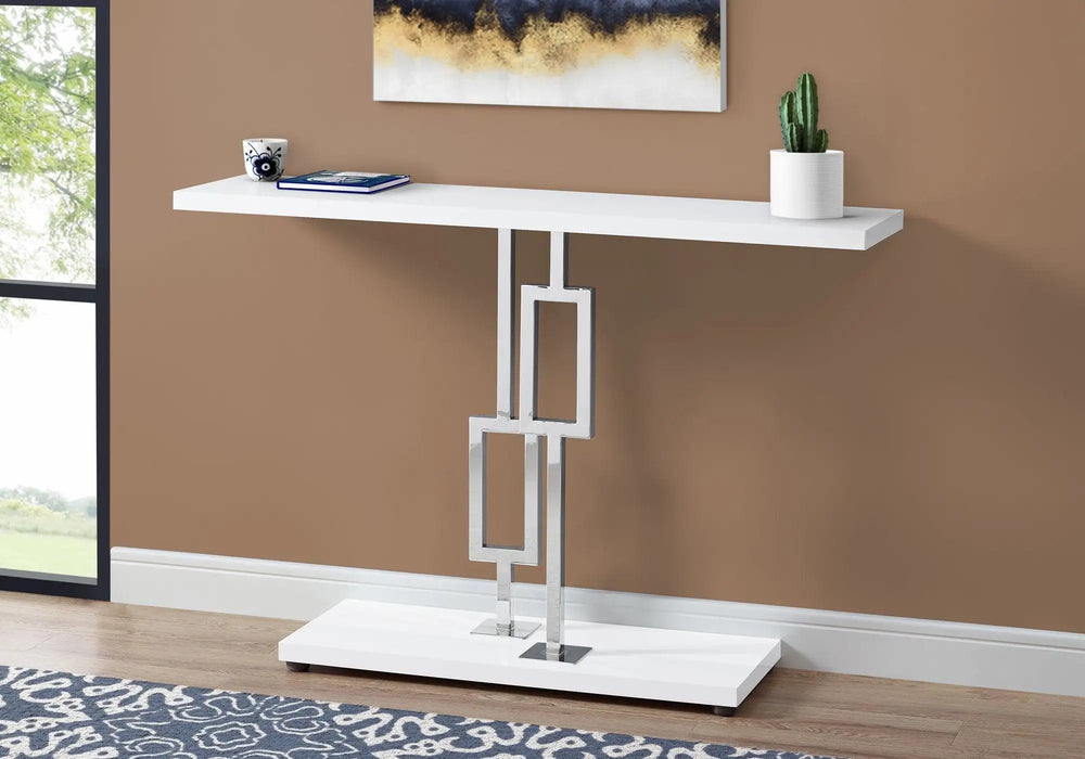 47" White Floor Shelf Console Table With Storage - Homeroots - Flyclothing LLC
