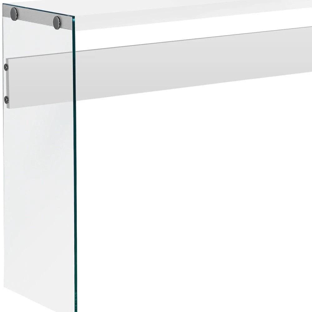 44" White and Clear Solid Console Table - Homeroots - Flyclothing LLC
