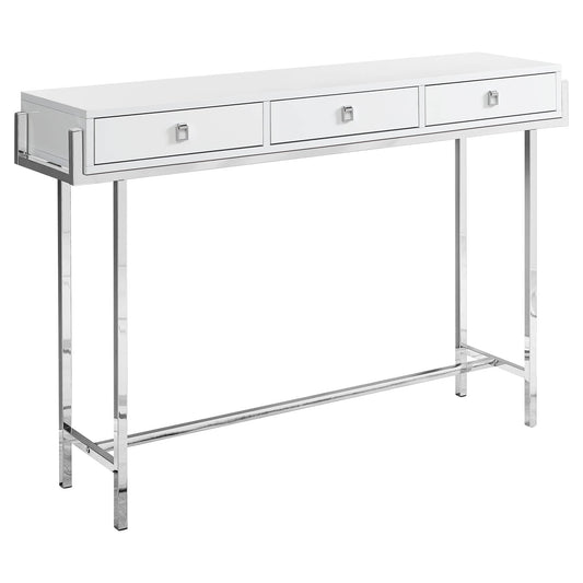 48" White and Silver Console Table And Drawers - Homeroots