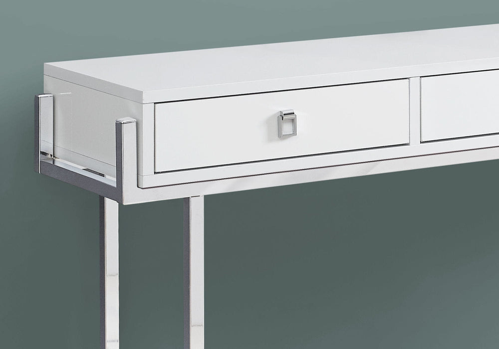 48" White and Silver Console Table And Drawers - Homeroots - Flyclothing LLC