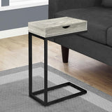 10.25" X 15.75" X 24.5" Grey Finish Drawer And Black Metal Accent Table - Homeroots - Flyclothing LLC
