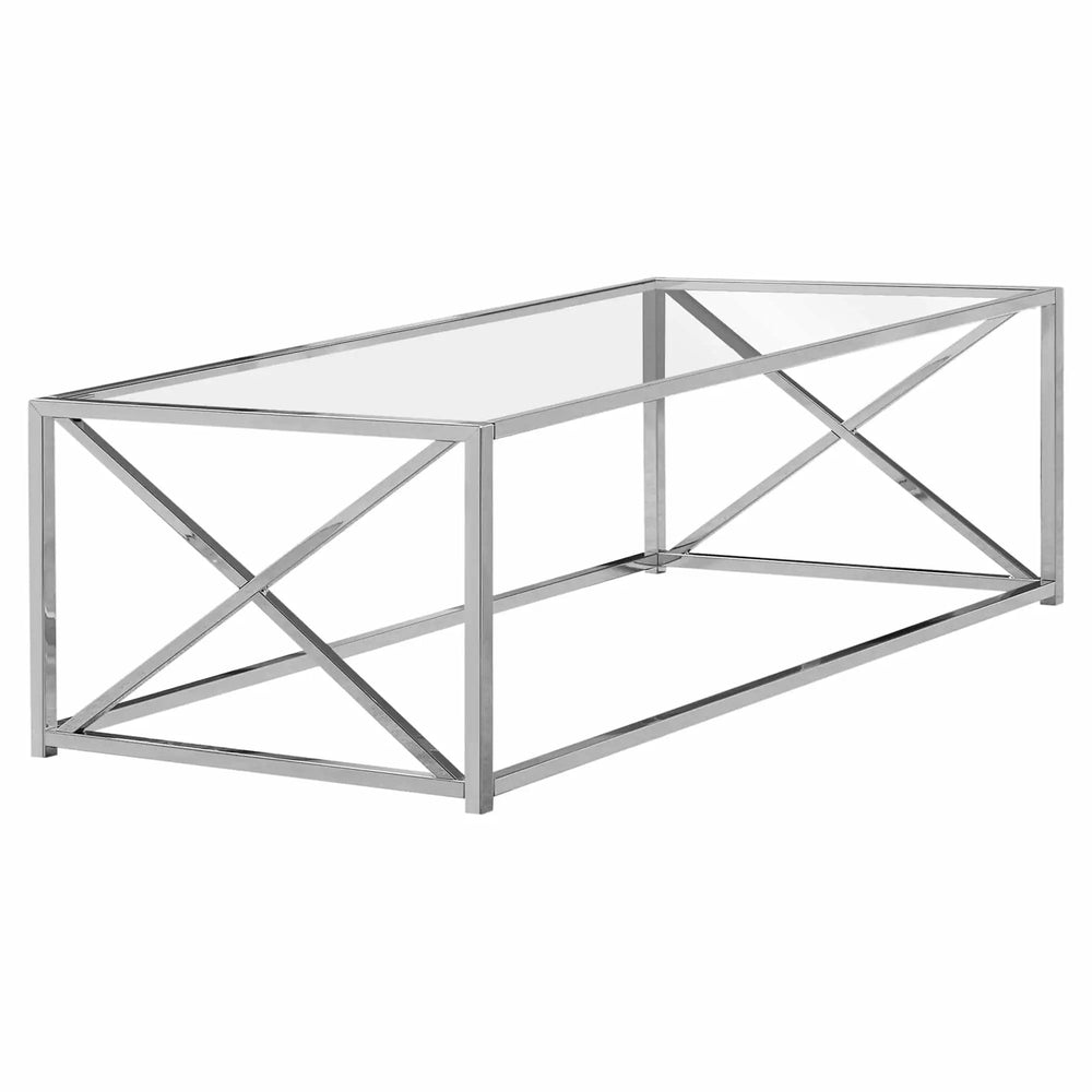 22" Clear And Silver Glass And Iron Coffee Table - Homeroots - Flyclothing LLC