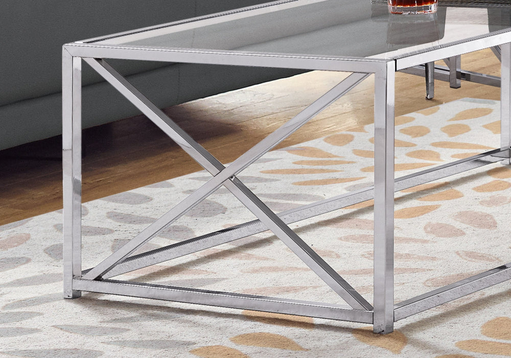22" Clear And Silver Glass And Iron Coffee Table - Homeroots - Flyclothing LLC
