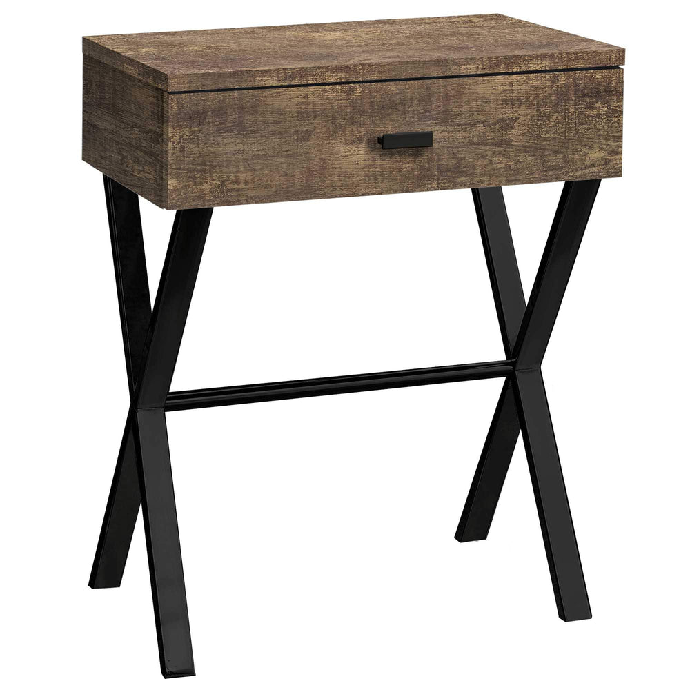 22" Black And Brown Wood And Metal End Table With Drawer - Homeroots - Flyclothing LLC