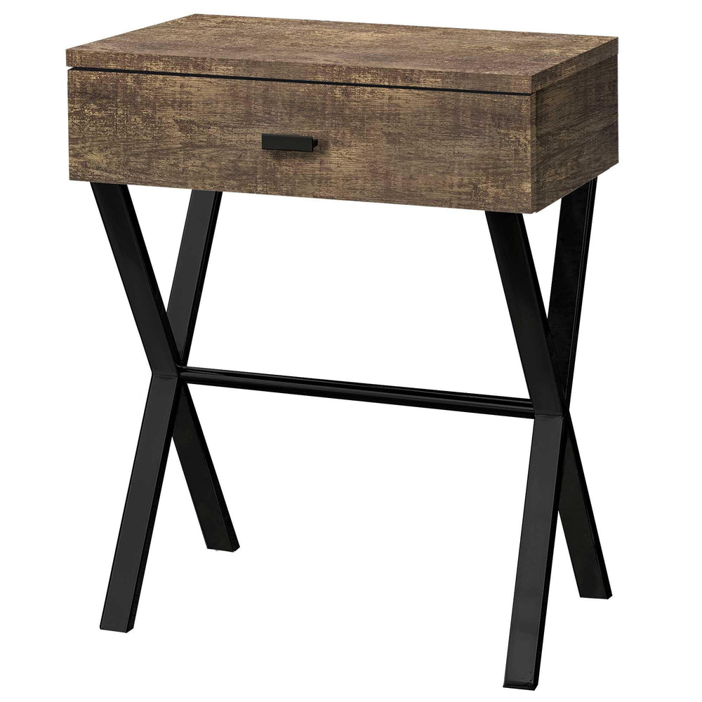 22" Black And Brown Wood And Metal End Table With Drawer - Homeroots - Flyclothing LLC