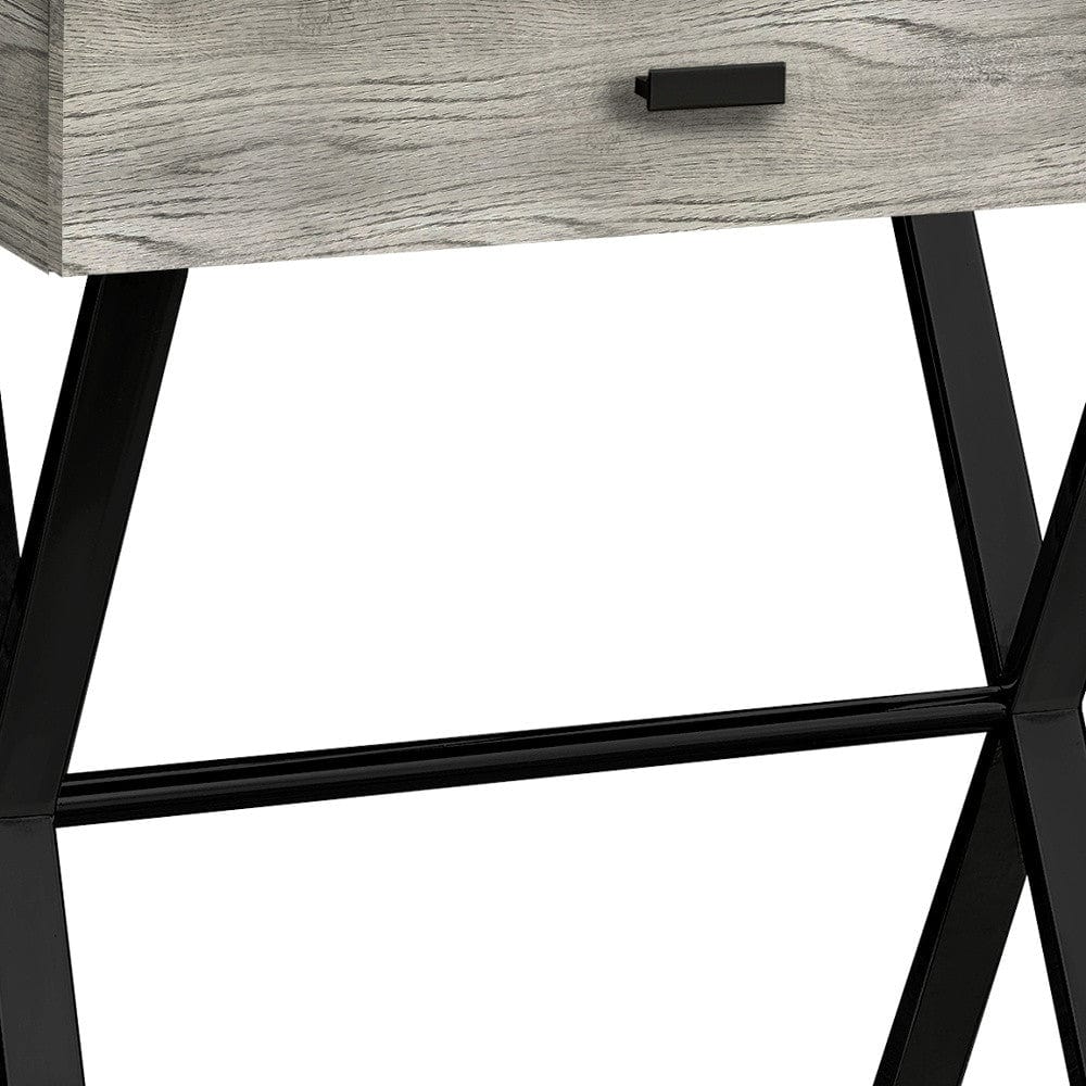 22" Black And Gray Wood And Metal End Table With Drawer - Homeroots - Flyclothing LLC
