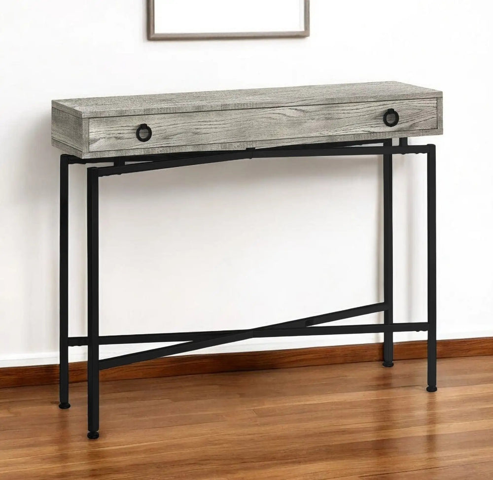 43" Gray And Black Cross Leg Console Table - Homeroots - Flyclothing LLC