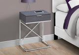 24" Silver And Gray Wood And Metal End Table With Drawer - Homeroots - Flyclothing LLC