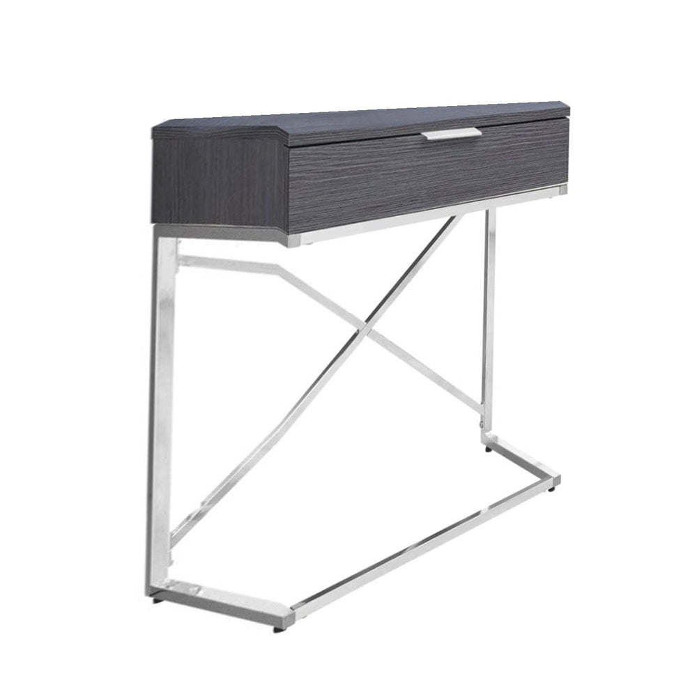 24" Silver And Gray Wood And Metal End Table With Drawer - Homeroots - Flyclothing LLC
