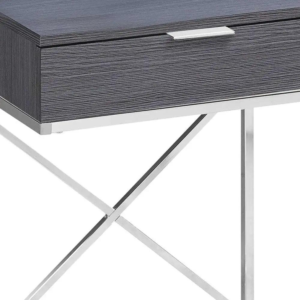 24" Silver And Gray Wood And Metal End Table With Drawer - Homeroots - Flyclothing LLC