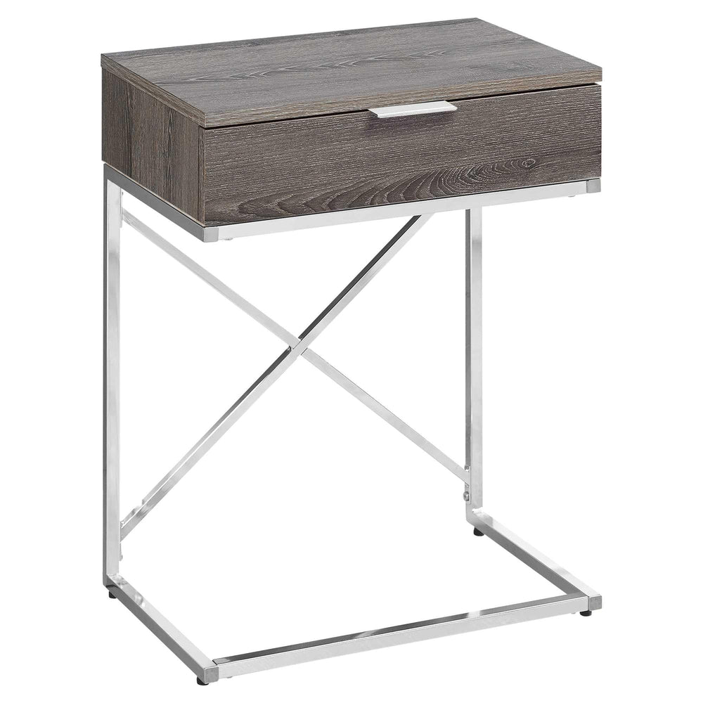 24" Silver And Taupe Wood And Metal End Table With Drawer - Homeroots - Flyclothing LLC