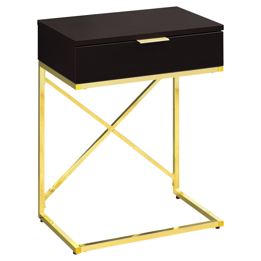 24" Gold And Black Wood And Metal End Table With Drawer - Homeroots - Flyclothing LLC