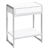 24" Silver And White Wood And Metal End Table With Drawer And Shelf - Homeroots - Flyclothing LLC
