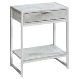 24" Silver And Gray Wood And Metal End Table With Drawer And Shelf - Homeroots - Flyclothing LLC
