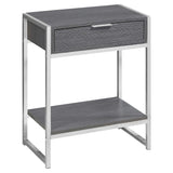 24" Silver And Gray Wood And Metal End Table With Drawer And Shelf - Homeroots