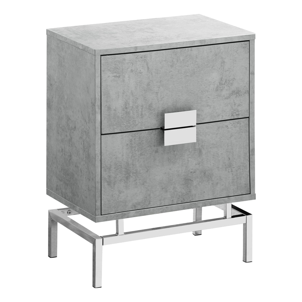 24" Silver And Gray End Table With Two Drawers - Homeroots - Flyclothing LLC