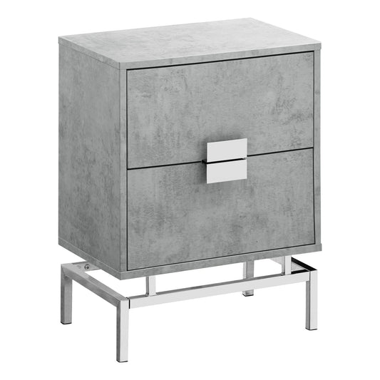 24" Silver And Gray End Table With Two Drawers - Homeroots