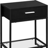 22" Black Glass And Metal End Table With Drawer And Shelf - Homeroots - Flyclothing LLC