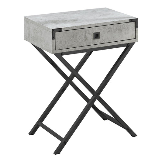 24" Black And Gray Wood And Metal End Table With Drawer - Homeroots