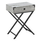 24" Black And Gray Wood And Metal End Table With Drawer - Homeroots - Flyclothing LLC