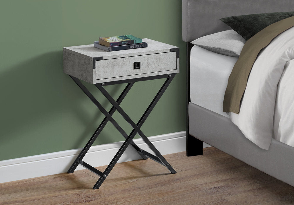 24" Black And Gray Wood And Metal End Table With Drawer - Homeroots - Flyclothing LLC