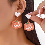 Halloween Pumpkin Heart Drop Earrings - Trendsi - Flyclothing LLC