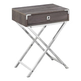24" Silver And Deep Taupe Wood And Metal End Table With Drawer - Homeroots - Flyclothing LLC