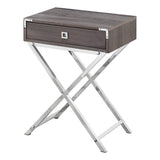 24" Silver And Deep Taupe Wood And Metal End Table With Drawer - Homeroots - Flyclothing LLC