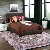 Brown Solid and Manufactured Wood Full Upholstered Faux Leather Bed Frame - Homeroots - Flyclothing LLC