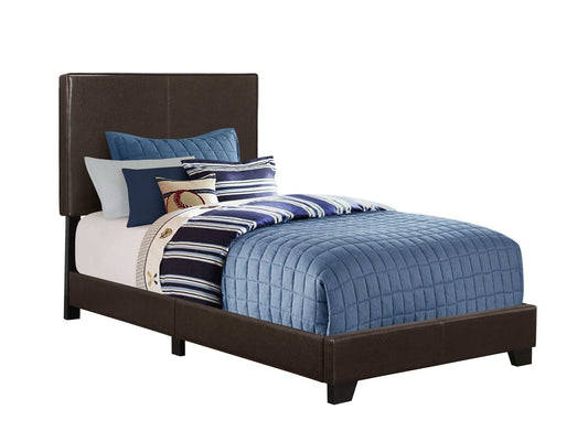 Brown Solid Wood Twin Upholstered Faux Leather Bed Frame - Homeroots - Flyclothing LLC