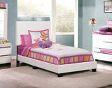 White Solid Wood Twin Upholstered Faux Leather Bed Frame - Homeroots - Flyclothing LLC