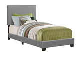 Solid Wood Twin Gray Upholstered Faux Leather Bed - Homeroots - Flyclothing LLC