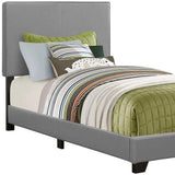 Solid Wood Twin Gray Upholstered Faux Leather Bed - Homeroots - Flyclothing LLC