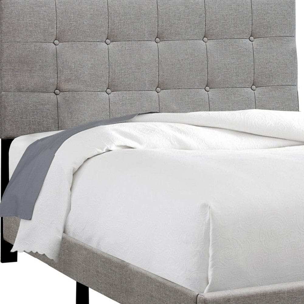 Gray Solid and Manufactured Wood Full Upholstered Linen Bed Frame - Homeroots - Flyclothing LLC