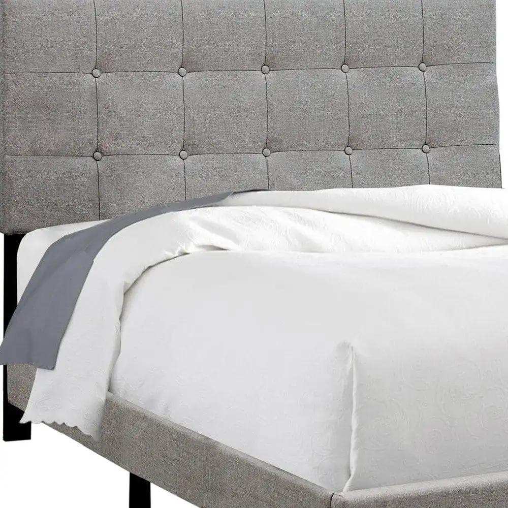 Gray Solid and Manufactured Wood Full Upholstered Linen Bed Frame - Homeroots - Flyclothing LLC