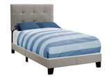 Gray Twin Tufted Upholstered Linen Bed Frame with Nailhead Trim - Homeroots - Flyclothing LLC