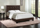 Brown Solid and Manufactured Wood Full Upholstered Faux Leather Bed Frame - Homeroots - Flyclothing LLC