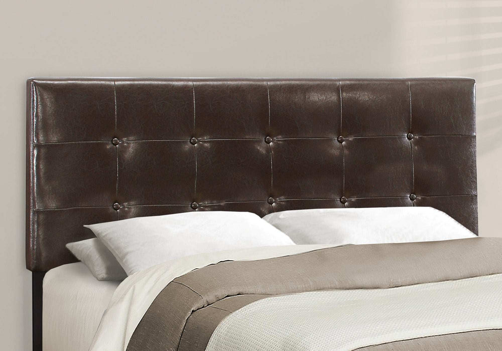 Dark Brown Solid Wood Queen Tufted Upholstered Linen Bed Frame with Nailhead Trim - Homeroots - Flyclothing LLC