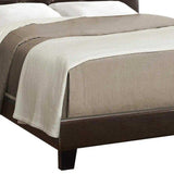 Dark Brown Solid Wood Queen Tufted Upholstered Linen Bed Frame with Nailhead Trim - Homeroots - Flyclothing LLC