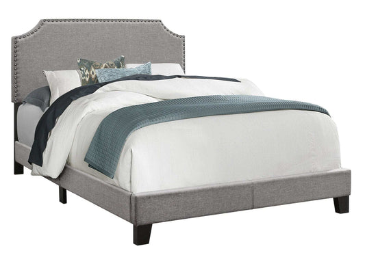 Gray Solid and Manufactured Wood Full Upholstered Faux Leather Bed Frame - Homeroots - Flyclothing LLC